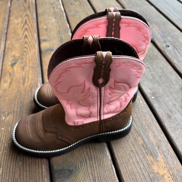 Justin Brown & Pink L9901 Gypsy Western Boot with Bay Apache in Women's 9B - Picture 5 of 12